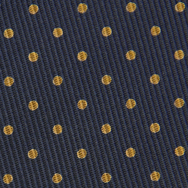 50oz Dotted Printed Bespoke Silk Tie - Navy / Gold