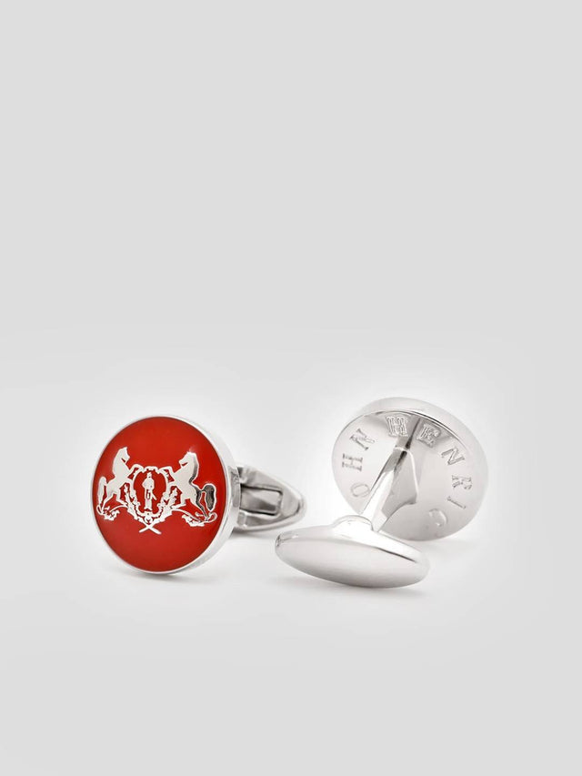 Red & Silver Cufflinks Motif