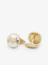 White & Gold Cufflinks Motif