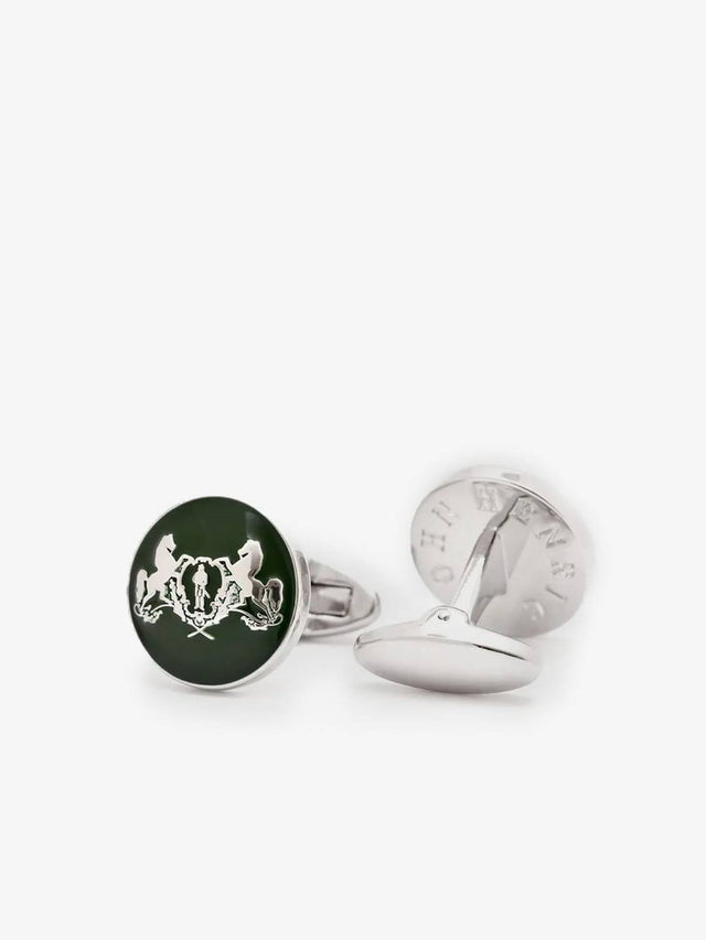 Green & Silver Cufflinks Motif