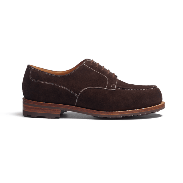 Derby Golf [Men Chocolate suede calfskin with contrasted stitching]