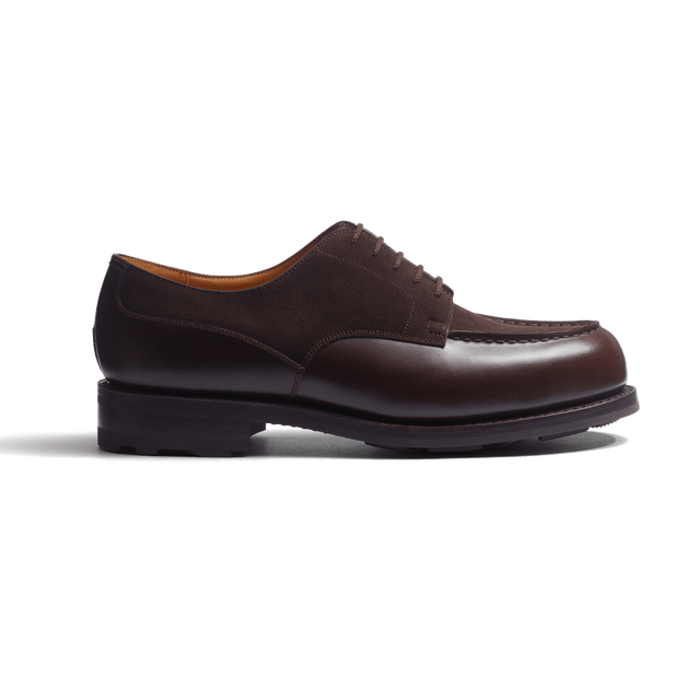 Derby Golf [Men Dark brown box calfskin & Dark brown Suede calf leather]