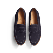 180 Loafer [Men Navy suede calfskin with contrasted stiching]
