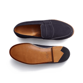180 Loafer [Men Navy suede calfskin with contrasted stiching]