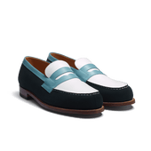 180 Loafer [Men Green suede calfskin, white soft calfskin and blue campanule boxcalf]