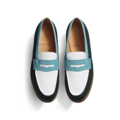 180 Loafer [Men Green suede calfskin, white soft calfskin and blue campanule boxcalf]