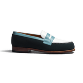 180 Loafer [Men Green suede calfskin, white soft calfskin and blue campanule boxcalf]