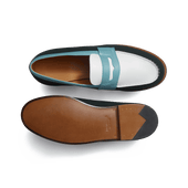 180 Loafer [Men Green suede calfskin, white soft calfskin and blue campanule boxcalf]