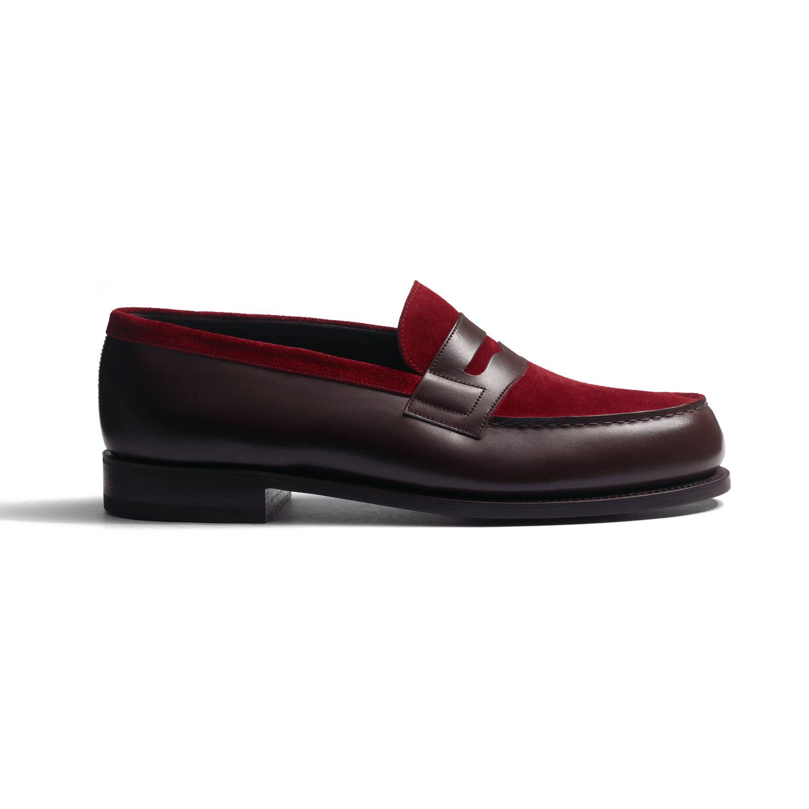 180 Loafer [Men dark brown boxcalf & burgundy suede calf leather]