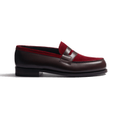 180 Loafer [Men dark brown boxcalf & burgundy suede calf leather]