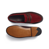 180 Loafer [Men dark brown boxcalf & burgundy suede calf leather]