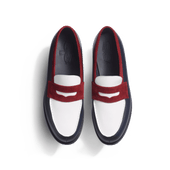 180 Loafer [Men Navy boxcalf, white smooth calf & burgundy suede calf leather]
