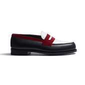 180 Loafer [Men Navy boxcalf, white smooth calf & burgundy suede calf leather]