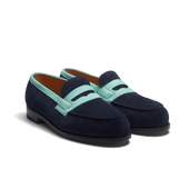 180 Loafer [Men Navy & aqua suede calfskin]