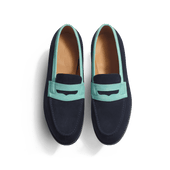 180 Loafer [Men Navy & aqua suede calfskin]