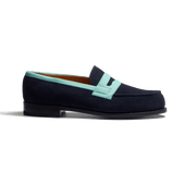 180 Loafer [Men Navy & aqua suede calfskin]