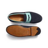 180 Loafer [Men Navy & aqua suede calfskin]