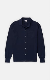 Navy Cool Cotton Button Front Polo - Final Sale