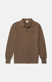Olive Cool Cotton Button Front Polo - Final Sale