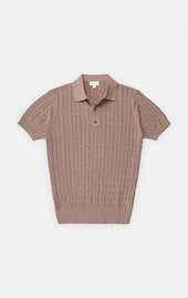 Linen Cotton Cable Knit Polo Final Sale