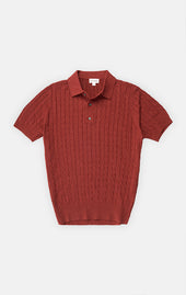 Linen Cotton Cable Knit Polo