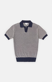 Navy & Cream Birdseye Polo