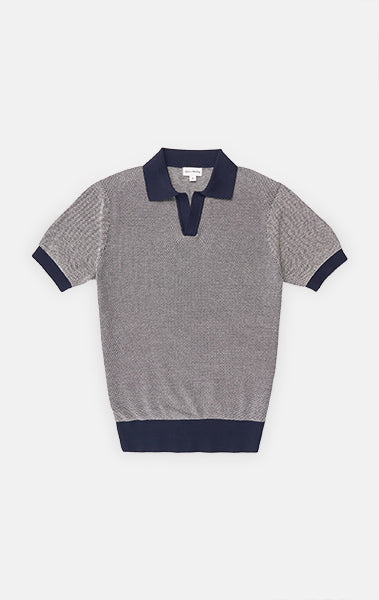 Navy & Cream Birdseye Polo