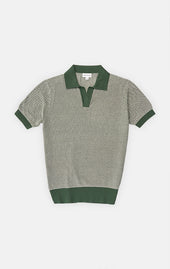 Dark Green Cream Birdseye Polo