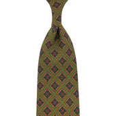 Copper Madder Silk Tie - Olive - Hand-Rolled