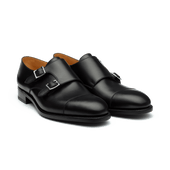 Derby Double buckle [men smooth black leather]