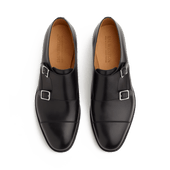 Derby Double buckle [men smooth black leather]