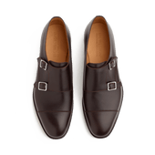 Double Buckle Derby [Men Dark brown soft calfskin]