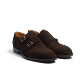 Double buckle Derby with rubber sole [men brown suede leather]