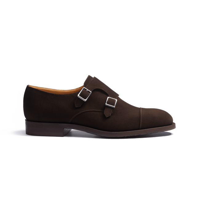Double buckle Derby with rubber sole [men brown suede leather]