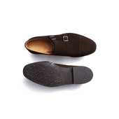 Double buckle Derby with rubber sole [men brown suede leather]