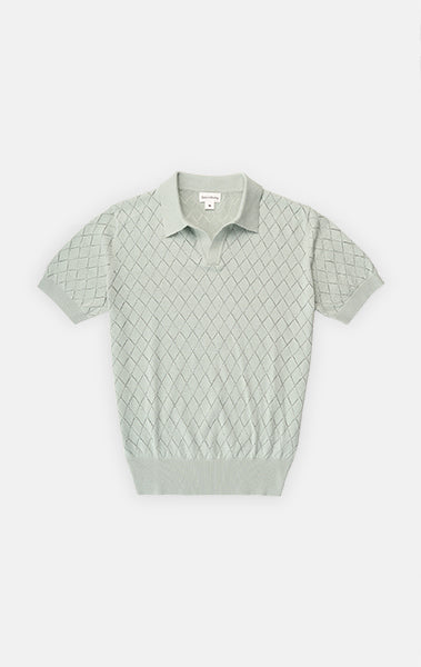 Ice Blue Diamond Knit Polo - Final Sale