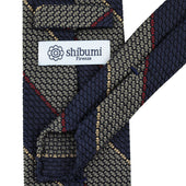 Striped Grenadine Garza Grossa Silk Tie Grey