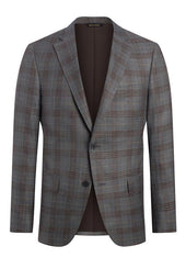 Grey Wool, Silk and Linen Plaid Jacket