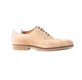 Diamond Cap Toe Oxford With Medallion In Beige Suede