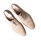 Diamond Cap Toe Oxford With Medallion In Beige Suede