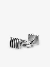Black & Silver Cufflinks Stripe