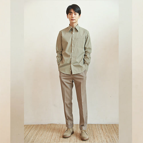 Essential point collar solid shirts (Olive)