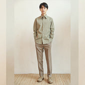 Essential point collar solid shirts (Olive)
