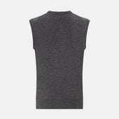 Grey Melange V Neck Cashmere Vest