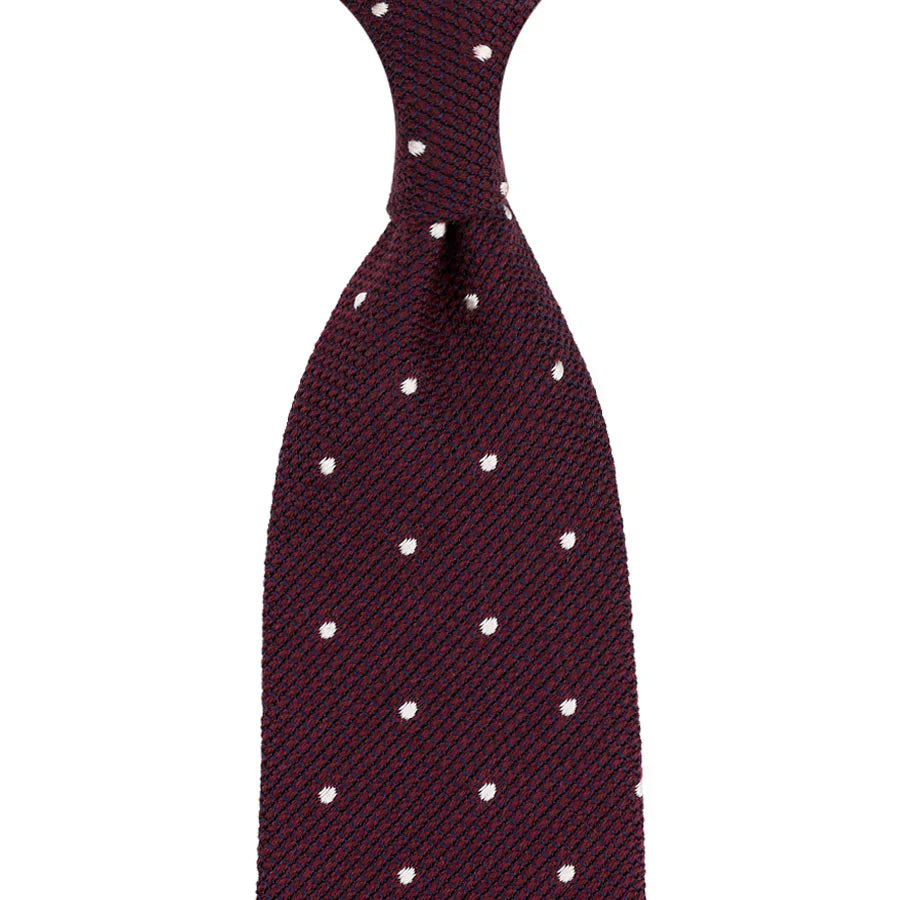 Dotted Wool Silk Grenadine Tie Hand Rolled