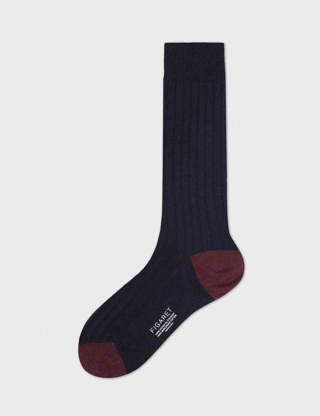 Chaussettes en double fil d'Ecosse marine et bordeaux