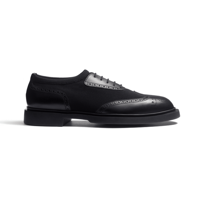 Walker Knit Oxford [Black knit and Black soft calfskin]