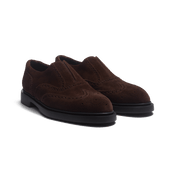 Walker Slip On Oxford [Men Dark Brown Suede Calfskin]