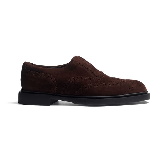 Walker Slip On Oxford [Men Dark Brown Suede Calfskin]