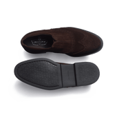 Walker Slip On Oxford [Men Dark Brown Suede Calfskin]
